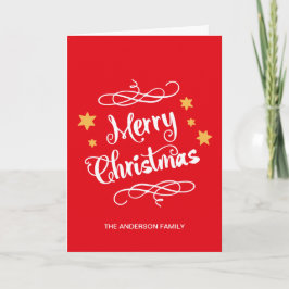 Tarjeta Festiva Merry Christmas Typography Red White