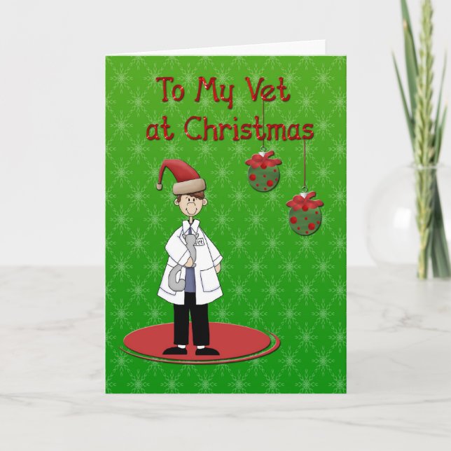 Tarjeta Festiva Merry Christmas Vet Male (Anverso)