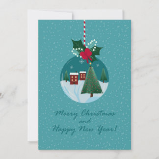 Tarjeta Festiva Merry Christmas Village Ornament Card