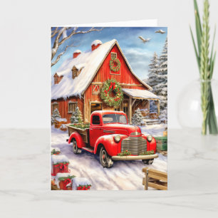 Tarjeta Festiva Merry Christmas Vintage Country Farmhouse