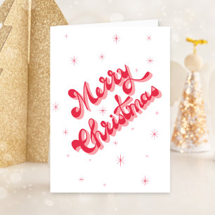 Tarjeta Festiva Merry Christmas Vintage Retro Typography Red