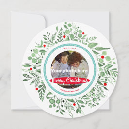 Tarjeta Festiva Merry Christmas Watercolor Photo Wreath
