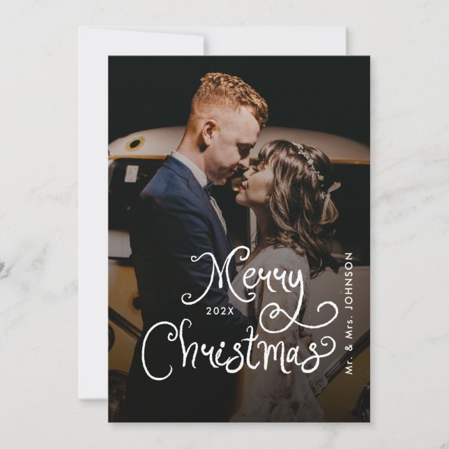 Tarjeta Festiva Merry Christmas Whimsical Script  Custom Photo  (Anverso)