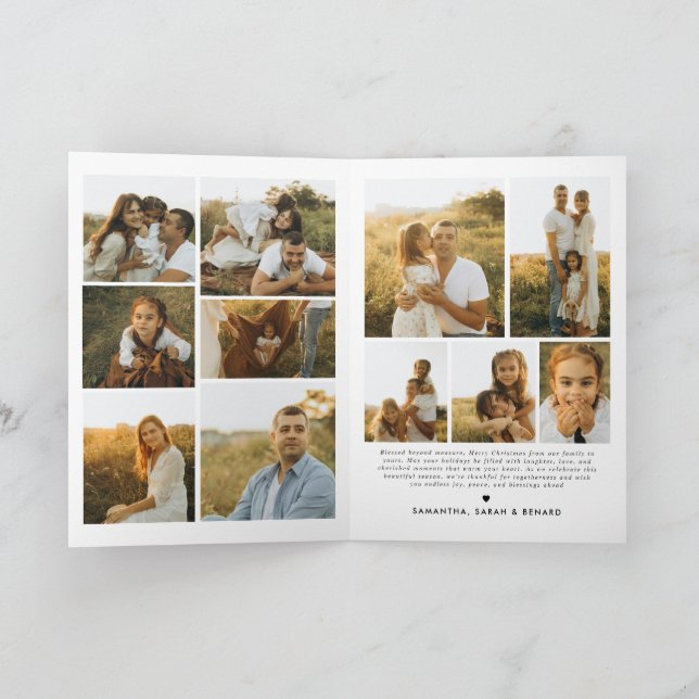 Tarjeta Festiva Merry Christmas Whimsical Script  Family 12 Photos (Interior)