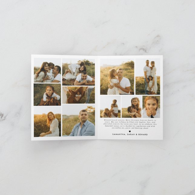 Tarjeta Festiva Merry Christmas Whimsical Script  Family 12 Photos (Interior)