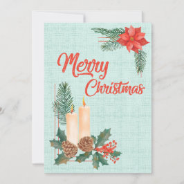 Tarjeta Festiva Merry Christmas Wishes with Candles Pinecones and