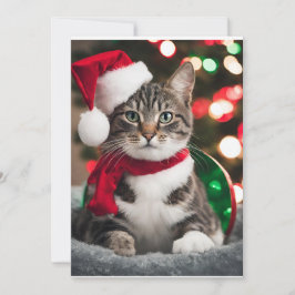 Tarjeta Festiva Merry Christmas with a cute kitten