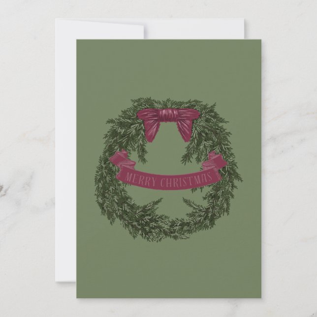 Tarjeta Festiva Merry Christmas Wreath Card (Anverso)