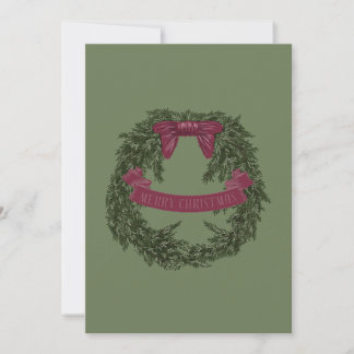 Tarjeta Festiva Merry Christmas Wreath Card