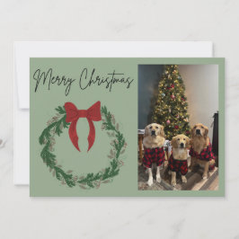 Tarjeta Festiva Merry Christmas Wreath Photo Card