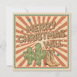 Tarjeta Festiva Merry Christmas Y’all Boho Western Card