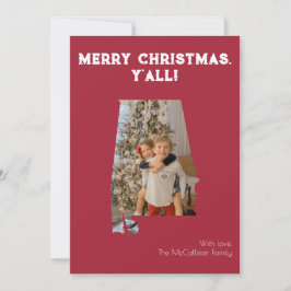 Tarjeta Festiva Merry Christmas Y'all Crimson Alabama State Photo