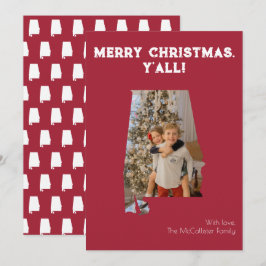 Tarjeta Festiva Merry Christmas Y'all Crimson Alabama State Photo