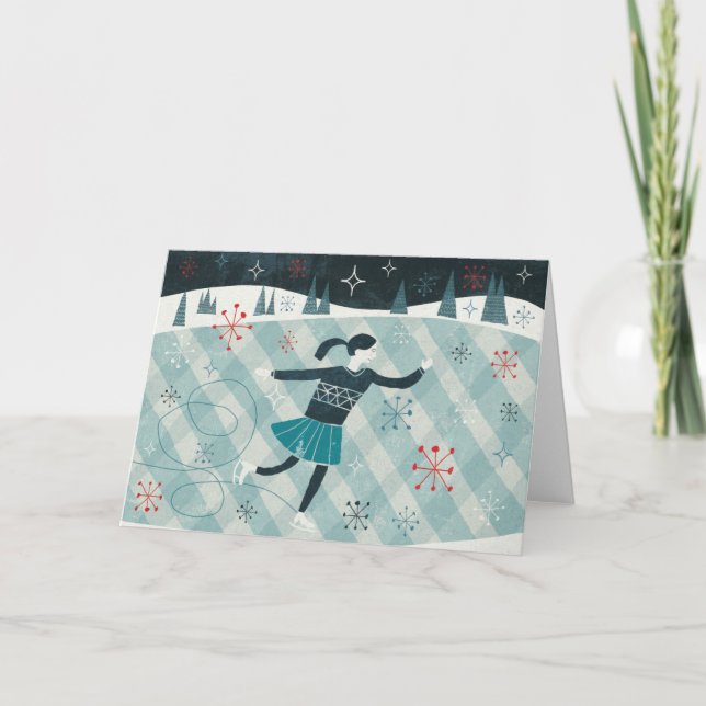 Tarjeta Festiva Merry Christmastime Skater (Anverso)