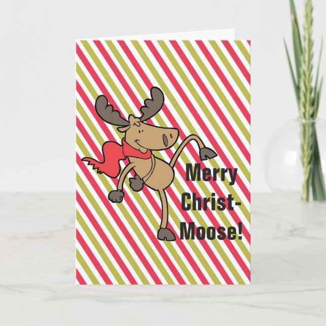 Tarjeta Festiva Merry Christmoose Cute Moose Navidades (Anverso)