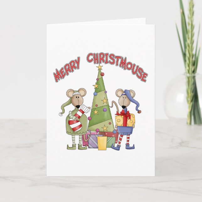 Tarjeta Festiva Merry Christmouse (Anverso)