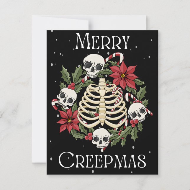 Tarjeta Festiva Merry Creepmas Wreath (Anverso)