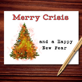 Tarjeta Festiva Merry Crisis & Feliz Año de Nuevo Miedo Humor de N