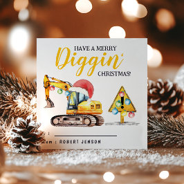 Tarjeta Festiva Merry Diggin' Christmas | Construction Theme Class
