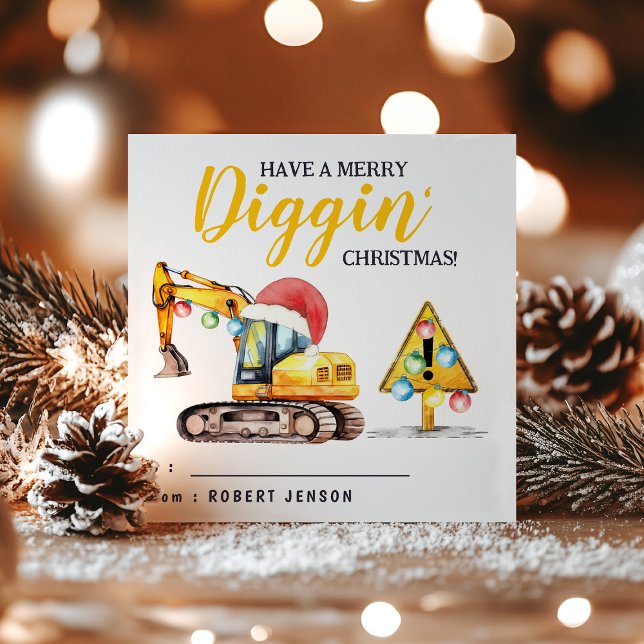 Tarjeta Festiva Merry Diggin' Christmas | Construction Theme Class (Subido por el creador)