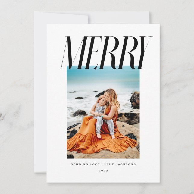 Tarjeta Festiva Merry - Diseño de Navidades modernos de Moda (Anverso)