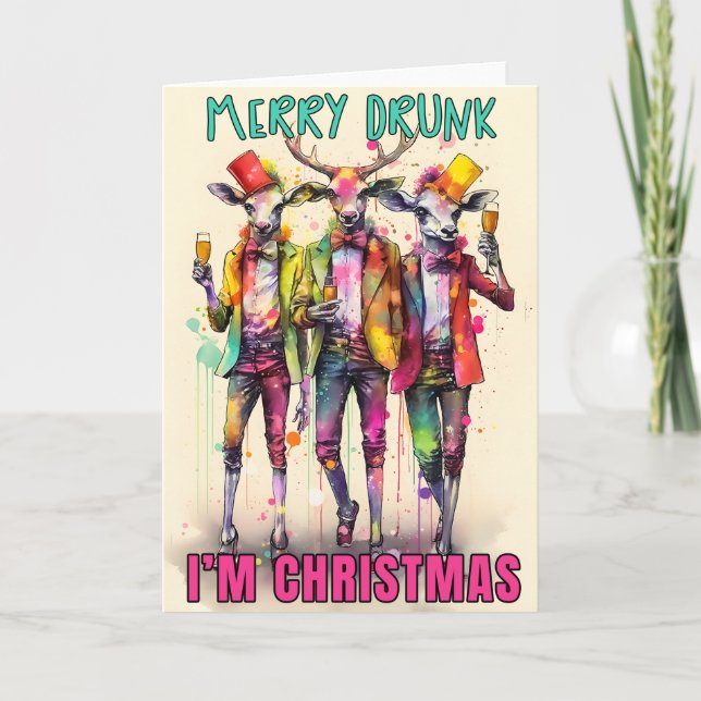 Tarjeta Festiva Merry Drunk Soy Navidades (Anverso)