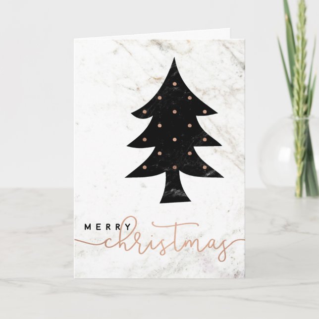 Tarjeta Festiva Merry en mármol | Navidades modernos (Anverso)