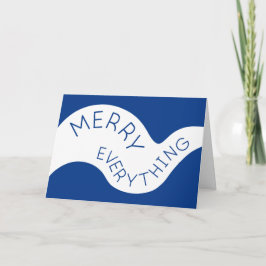 Tarjeta Festiva Merry Everything Blue Cured Typography Photo
