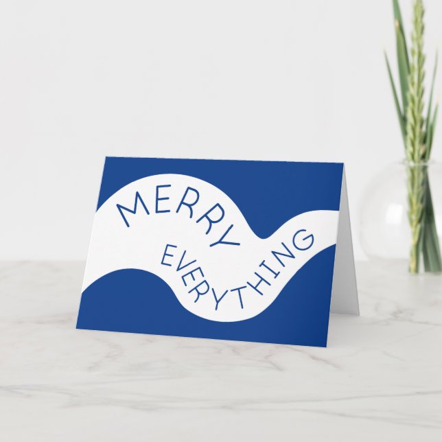 Tarjeta Festiva Merry Everything Blue Cured Typography Photo (Anverso)
