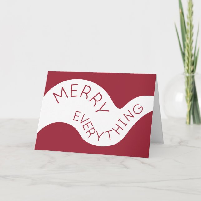 Tarjeta Festiva Merry Everything Burgundy Cured Typography Photo (Anverso)