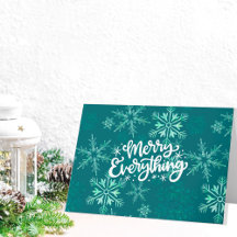 Merry Everything Calligraphy Green Snowflake