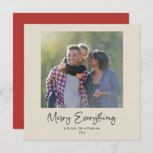 Tarjeta Festiva Merry Everything Calligraphy Personalizado Photo R