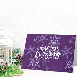 Tarjeta Festiva Merry Everything Calligraphy Snowflake Business