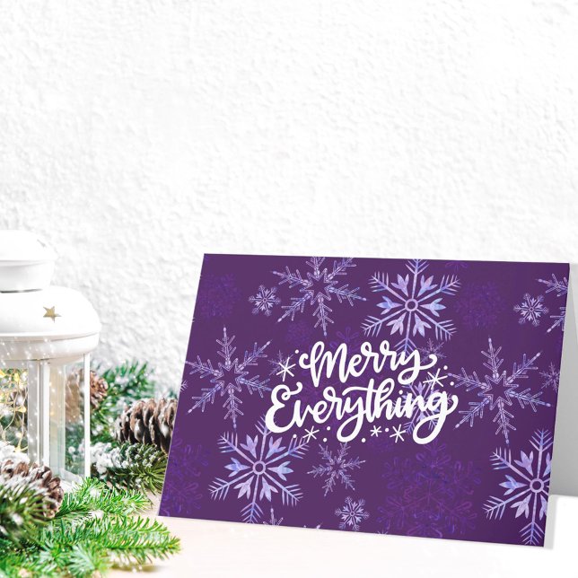 Tarjeta Festiva Merry Everything Calligraphy Snowflake Business (Subido por el creador)