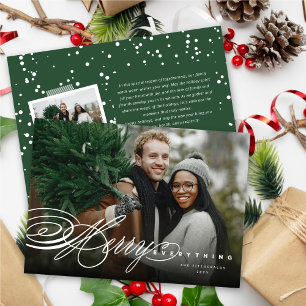 Tarjeta Festiva Merry Everything Classic Script Moderno Photo