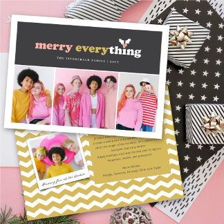 Tarjeta Festiva Merry Everything Color Blocks Mistleto3 Foto