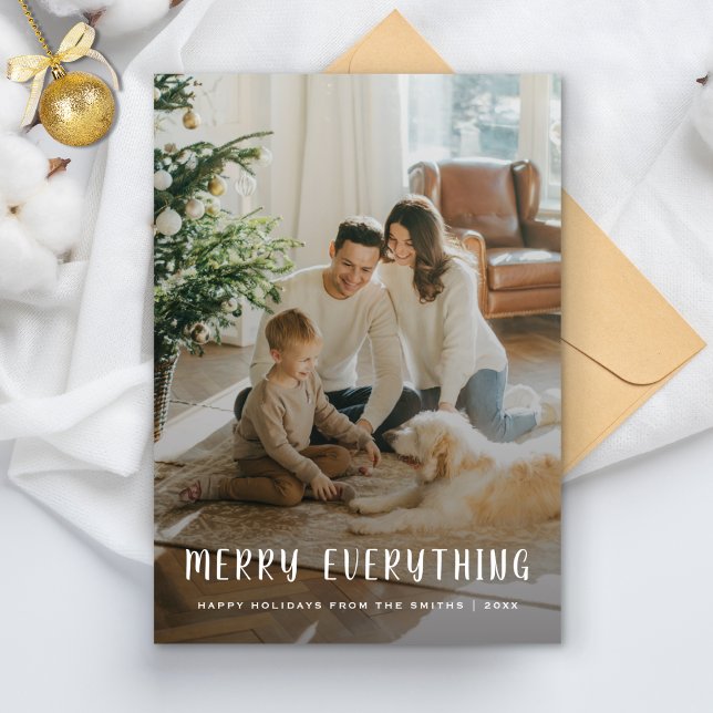 Tarjeta Festiva Merry Everything Cosy Family Photo Navidades (Subido por el creador)