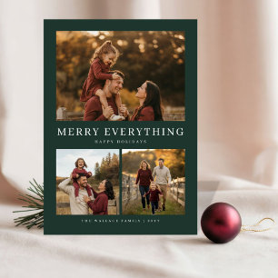 Tarjeta Festiva Merry Everything Family Fun Photo Navidades Green