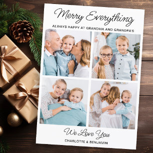 Tarjeta Festiva Merry Everything Grandparent 4 Picture Navidades