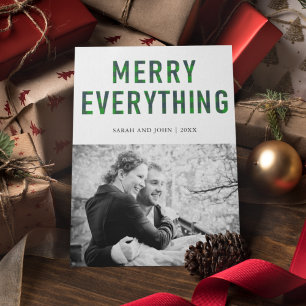 Tarjeta Festiva Merry Everything Green Buffalo Plaid Photo