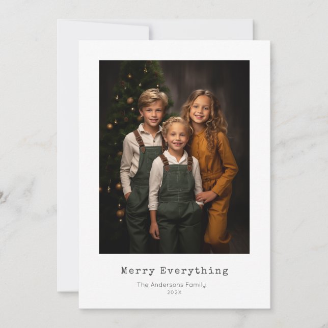 Tarjeta Festiva Merry Everything, mínima foto de los navidades (Anverso)
