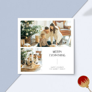 Tarjeta Festiva Merry Everything Minimal 2 Navidades de la familia