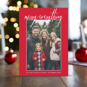 Tarjeta Festiva Merry Everything Modernas Navidades 1 Foto Red
