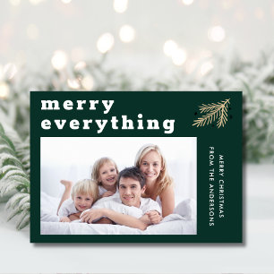 Tarjeta Festiva Merry Everything Moderne Spruce Green Photo