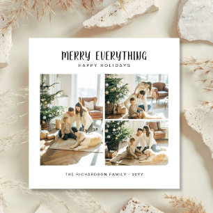 Tarjeta Festiva Merry Everything Moderno 4 Photo Family Navidades