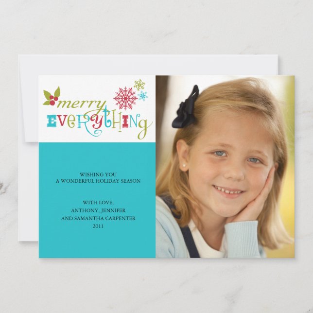 Tarjeta Festiva Merry Everything - Multi Cultural Holiday (Anverso)