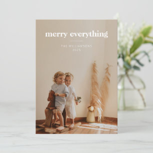 Tarjeta Festiva Merry Everything   Navidades mínimos de superposic