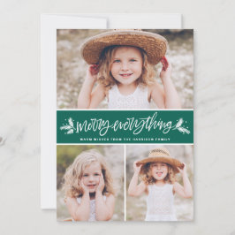 Tarjeta Festiva Merry Everything Pine Brands Green Collage de foto