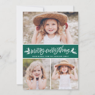 Tarjeta Festiva Merry Everything Pine Brands Green Collage de foto