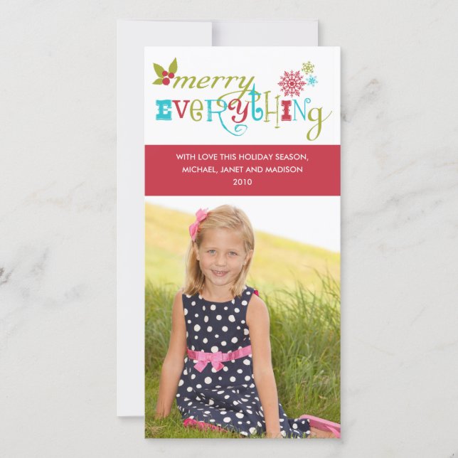 Tarjeta Festiva Merry Everything - Vacaciones multiculturales (Anverso)